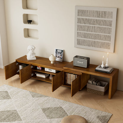 Extendable Mid Century TV Stand for TVs up to 75 Inch Wood Media Console