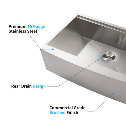 33x22x10"Farmhouse Apron Single Bowl Stainless Steel Kitchen Sink with Workstation