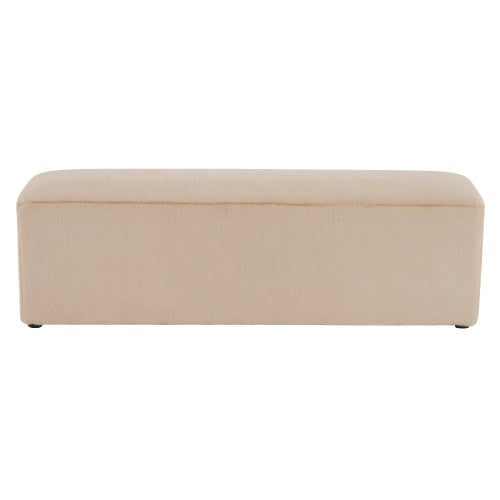 Almond Plush Long Ottoman Bench, Soft Cloud-Like Footstool, Ergonomic Seat for Bedroom and Entrance Hall