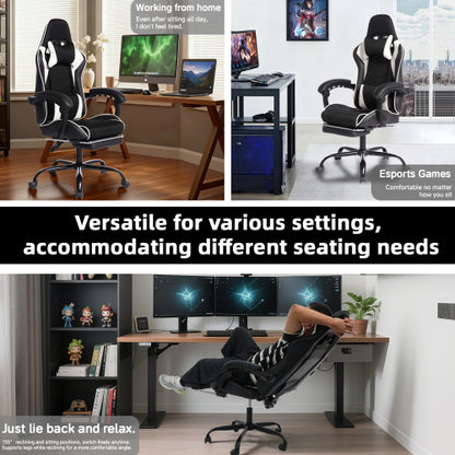 E-sports Gaming Chair Sports Car Driving Seat PU Material Moulded Sponge Comfortable and Safe With Massage White