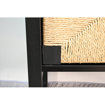 Rattan Storage Bookshelf with Cabinet for Living Room Bedroom