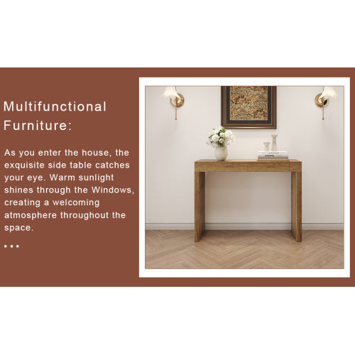 Elegant Natural Wood Grain Bar Table-50 Inches Long, a Practical Choice for Modern Homes.Wood Grain Texture Sticker,Equipped With Two Drawers.Serving As A Bar Table Or A Desk.