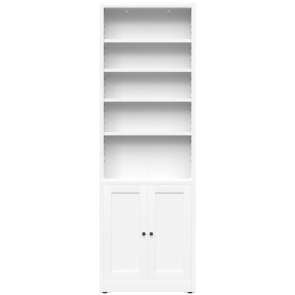 71 Inch Tall 5 Tier Metal Bookshelf With Closed Door Adjustable Storage Cabinet