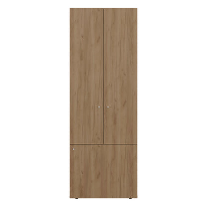 Armoir 66.9" H, 3 Doors, 3 Shelves, Natural Oak / White - Bedroom