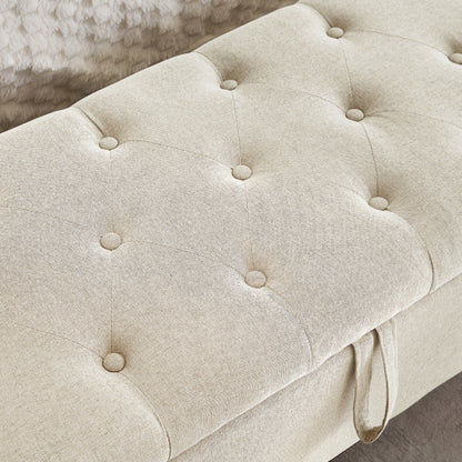Ottoman with Storage, Storage Ottoman Bench with Safety Hinge 350 lbs Weight, Upholstered Entryway Bench with Seating for Bedroom, Living Room - Beige