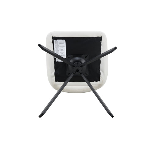 White PU Swivel Dining Chairs Set of 2, High Back Metal Dining Chairs with Gold Mesh Texture