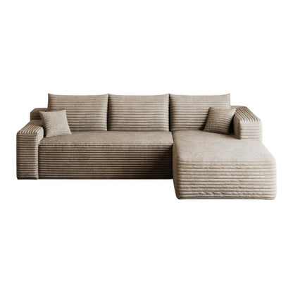 95 inch  Camel Plush Corduroy U-Shape Cloud Modular Sectional Sofa, No Assembly