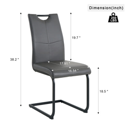 PU Upholstered Dining Chairs with Metal Legs, Set of 2, Charcoal/Gray