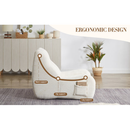 Adult Oversized Chenille Bean Bag Chair with Armrests, Floor Lazy Sofa