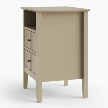 18inch Beige Fluted 2-Drawer Nightstand