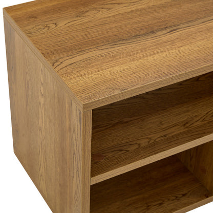 Extendable Rustic Wood Grain Modular TV Stand Freestyle Combination Open Cubby Media Console