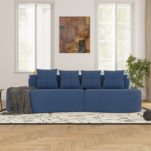 Modern Curved Sectional 3 Seat Minimalist Elegant Half Moon Sofa Compressed Modular Sectional Sofa for Living Room, Office, Apartment