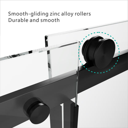 S-RM6076TB 56-60"W x 76"H Sliding Shower Door, 8mm Frameless Glass Shower Door with Matte Black Hardware, Towel Bar and Handle,Drop Shipping available
