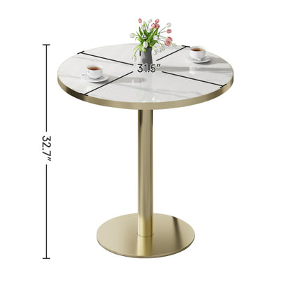 Round Modern Dinning Table 31.5 inches Bistro Table Tulip Table with Faux Marble top,Easy Assemble,Sturdy Metal Frame Diameter