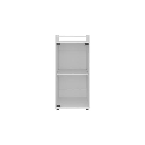 Minibar Cabinet Two Doors, Open Shelf And Compact Design, Modern Bar Storage, White
