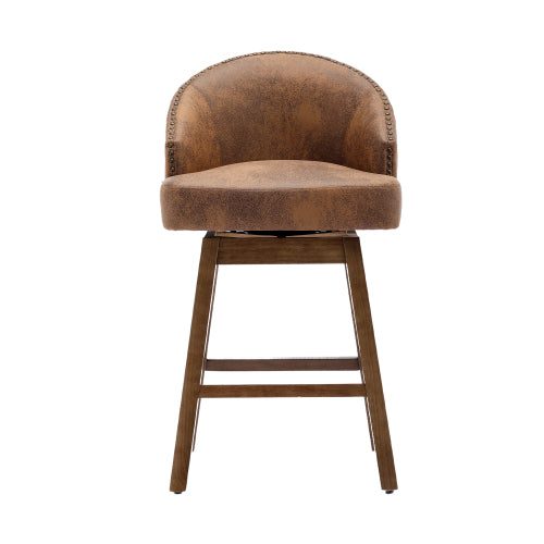 Rotating bar chair, counter height bar chair with backrest, leather rotating kitchen stool with wooden legs and footrest, soft cushion bar  chair, kitchen island