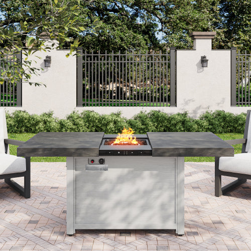 Extendable Rectangle Aluminum Alloy Fire Pit Table, 50,000BTU