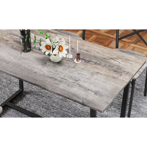 4-Piece Industrial Dining Set, MDF Table & 4 Backrest Chairs