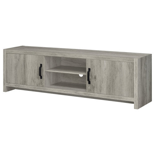 Grey Driftwood 71 Inch Modern Rustic TV Console with Adjustable Shelves