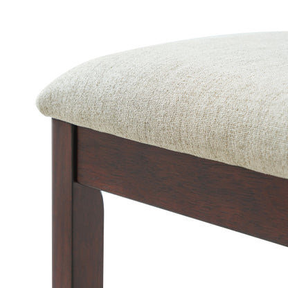 Set of 2 Light Brown Rubberwood LVL Fabric Dining Chairs, Curved Wood Backrest 250lbs Weight Capacity