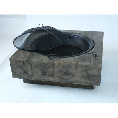 Wood-Fueled Outdoor Fire Pit with Wood Grain Design