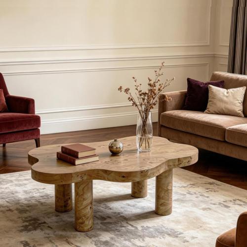 40inch  Burl Wood Cloud Coffee Table, Natural