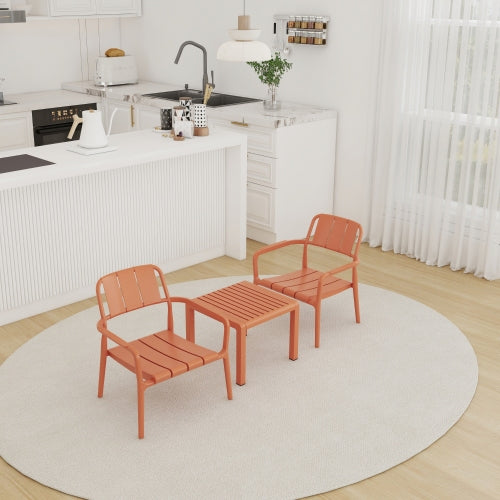 Holiday- 2-Piece PP Single-Seater Chairs + Coffee Table Set – Indoor/Outdoor Multi-Purpose Furniture for Living Room,Balcony,Beach (No Assembly Chairs, Easy Setup Table) – Polypropylene, Apricot Brown