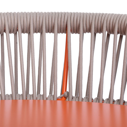 Outdoor 29" Seat Height Aluminum Frame Barstools with Rope-woven Scallop-shaped Backrest, Set of 2, Orange