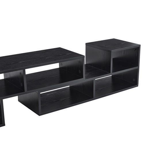 Adjustable Freestyle Modular Black TV Console Multi Compartment Open Storage Entertainment Center