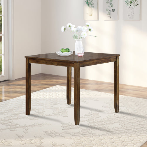 Modern Square Wood Dining Table with Solid Wood Legs and Walnut Finish