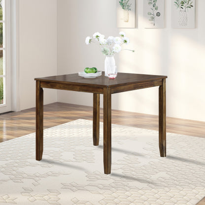 Modern Square Wood Dining Table with Solid Wood Legs and Walnut Finish