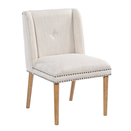 Rivet Upholstered Dining Chairs Set of 2 with Rubber Wood Legs