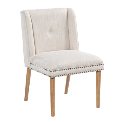 Rivet Upholstered Dining Chairs Set of 2 with Rubber Wood Legs