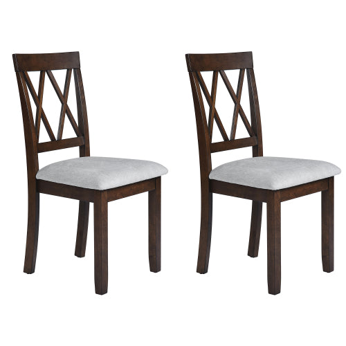 Dining Chairs Set of 4, Brown Upholstered Fabric Chairs with Solid Wood Legs