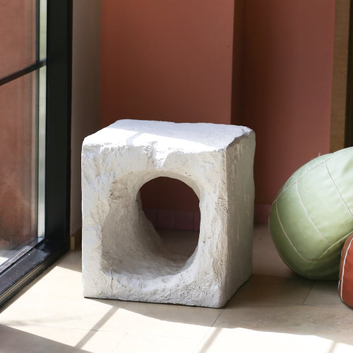 Lyra Outdoor Patio Karst Cave Inspired MGO Side Table, White