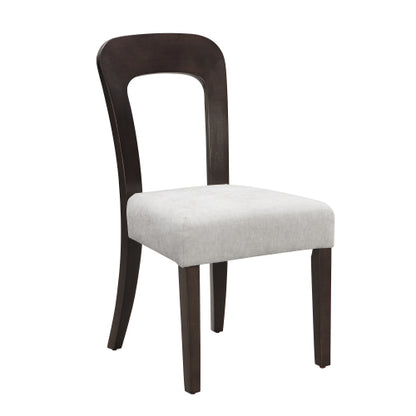 Set of 2 Gray Chenille Fabric Dining Chairs, Dark Brown Rubber Wood Legs 330 LBS Weight Capacity