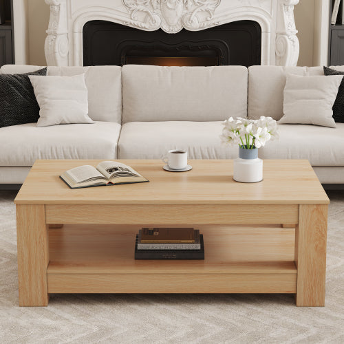 Double-Layer MDF Coffee Table, 250lbs Load Capacity