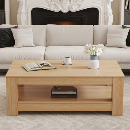 Double-Layer MDF Coffee Table, 250lbs Load Capacity