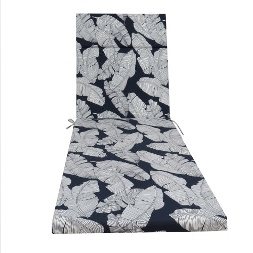 2 Pcs Set Indoor/Outdoor Chaise Lounge Chair Cushion Outdoor Furniture Cushion with Ties, Patio Seat Cushion for Lawn,Pool & Beach,75" x 22.8" x 2" (Blue/Leaf)