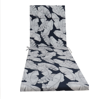 2 Pcs Set Indoor/Outdoor Chaise Lounge Chair Cushion Outdoor Furniture Cushion with Ties, Patio Seat Cushion for Lawn,Pool & Beach,75" x 22.8" x 2" (Blue/Leaf)