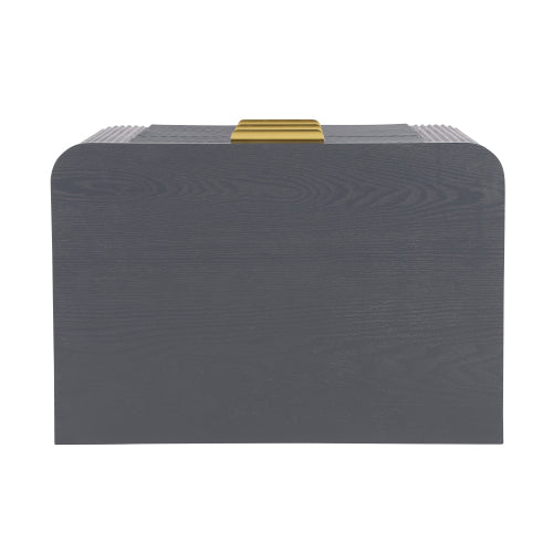 Mid-Century Fluted 3 Drawers Nightstand, Bedside Table with Curved Profile Design and Wide Gold Glossy Handles, End Table for Living Room, Bedroom, Easy Assembly, Dark Gray