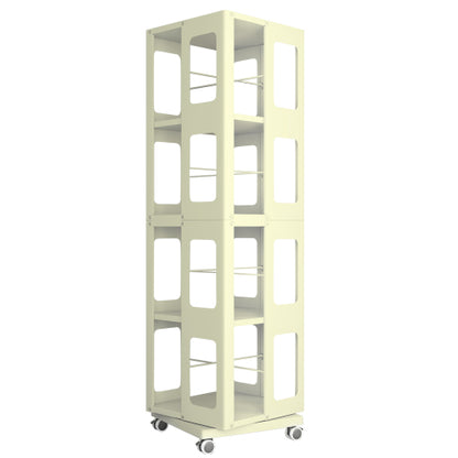 4-Tier All-Steel 360¡ã Rotating Bookshelf With Universal Wheels Space-Saving Sturdy Household Book Display Rack