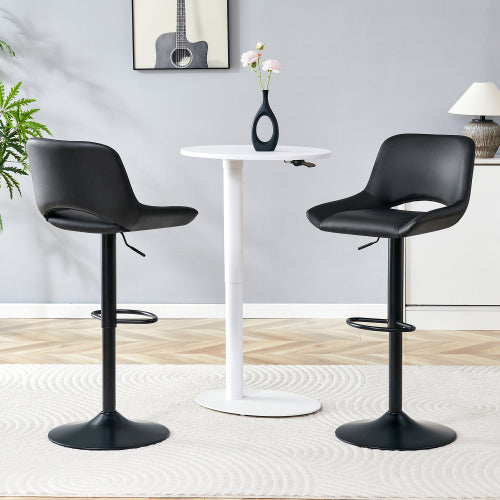 Modern Swivel Adjustable Bar Stools Set - 2 Pack, Black PU Material, with Footrest, Holds Up to 250 lbs, Suitable for Home Bars and Kitchen Islands .