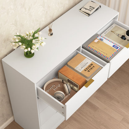 8 Drawers Dresser for Bedroom, Wood Bedroom Dresser Modern Drawer Chest, 8 Chest of Drawer, Tall Dresser for Closet, Dressers Organizer for Living Room, Closet, Hallway White