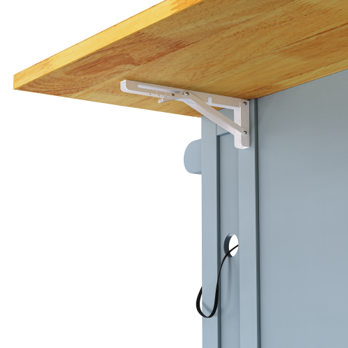 53inch Large Kitchen Island with 2 Bar Stools,Power Outlet,Door Internal Storage Rack,Kitchen Storage Cart on 5 Wheels with Drop Leaf,5 Open Side Racks,3 Drawers,Grey Blue (Three Packages)