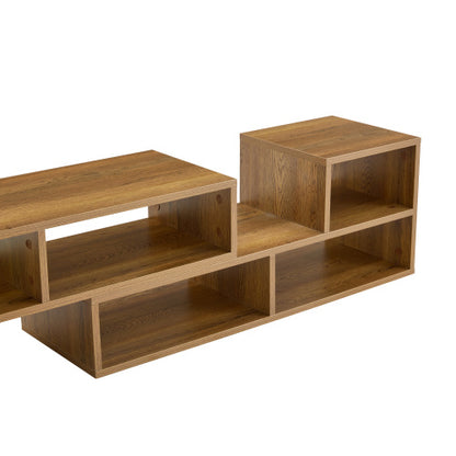 Extendable Rustic Wood Grain Modular TV Stand Freestyle Combination Open Cubby Media Console