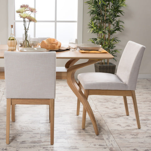Set of 2 Contemporary Armless Rubberwood Dining Chairs, 300 LBS Weight Capacity