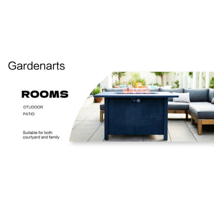 44" W x 25" H Outdoor Patio Propane Gas Fire Pit Table - 50,000 BTU High-temperature-resistant carving process for environmentally friendly materials with the effect of charcoal grain