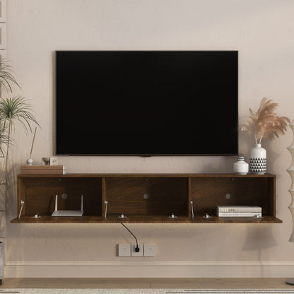 69 Inch Floating Wall TV Cabinet with 16 RGB LED Lights Long Power Cord for 55-65 Inch Televisions