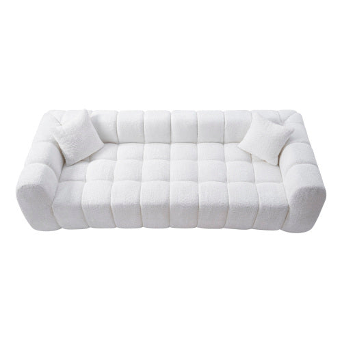 102.7 Inch Marshmallow Cloud Compressed 4-Seater Boucle Sofa with 2 Cushions for Living Room Apartment